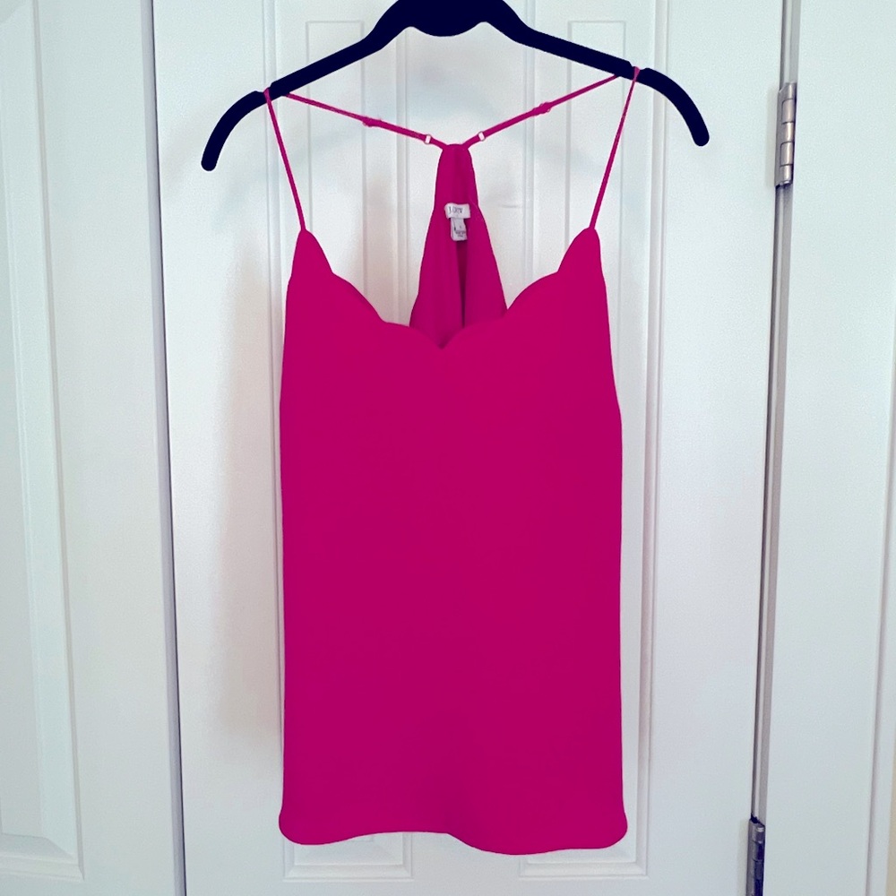 J CREW Pink Scalloped Tank Top
